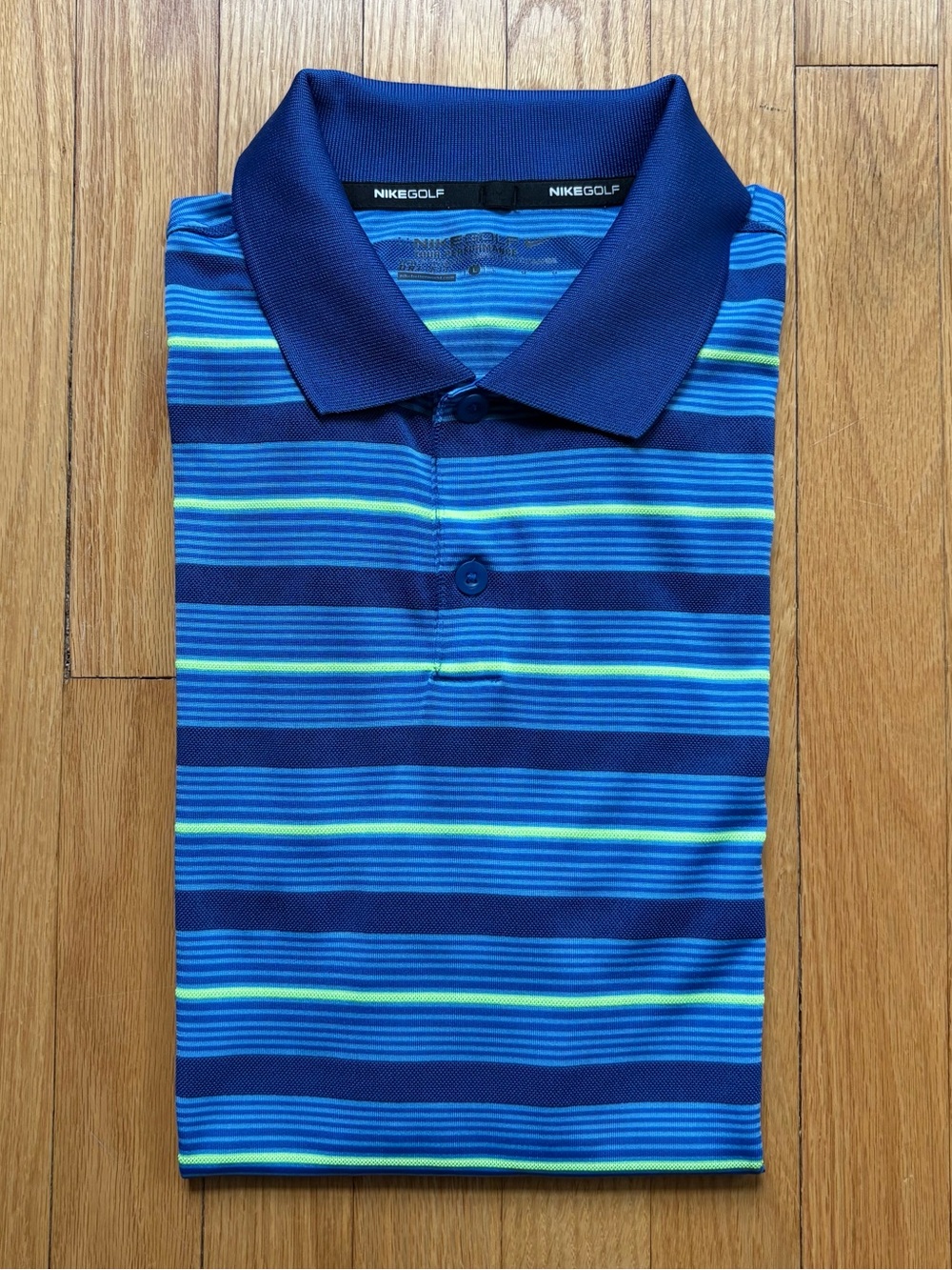 Nike Dri-Fit Men’s Short Sleeve Tour Performance Polo Large Blue Stripes